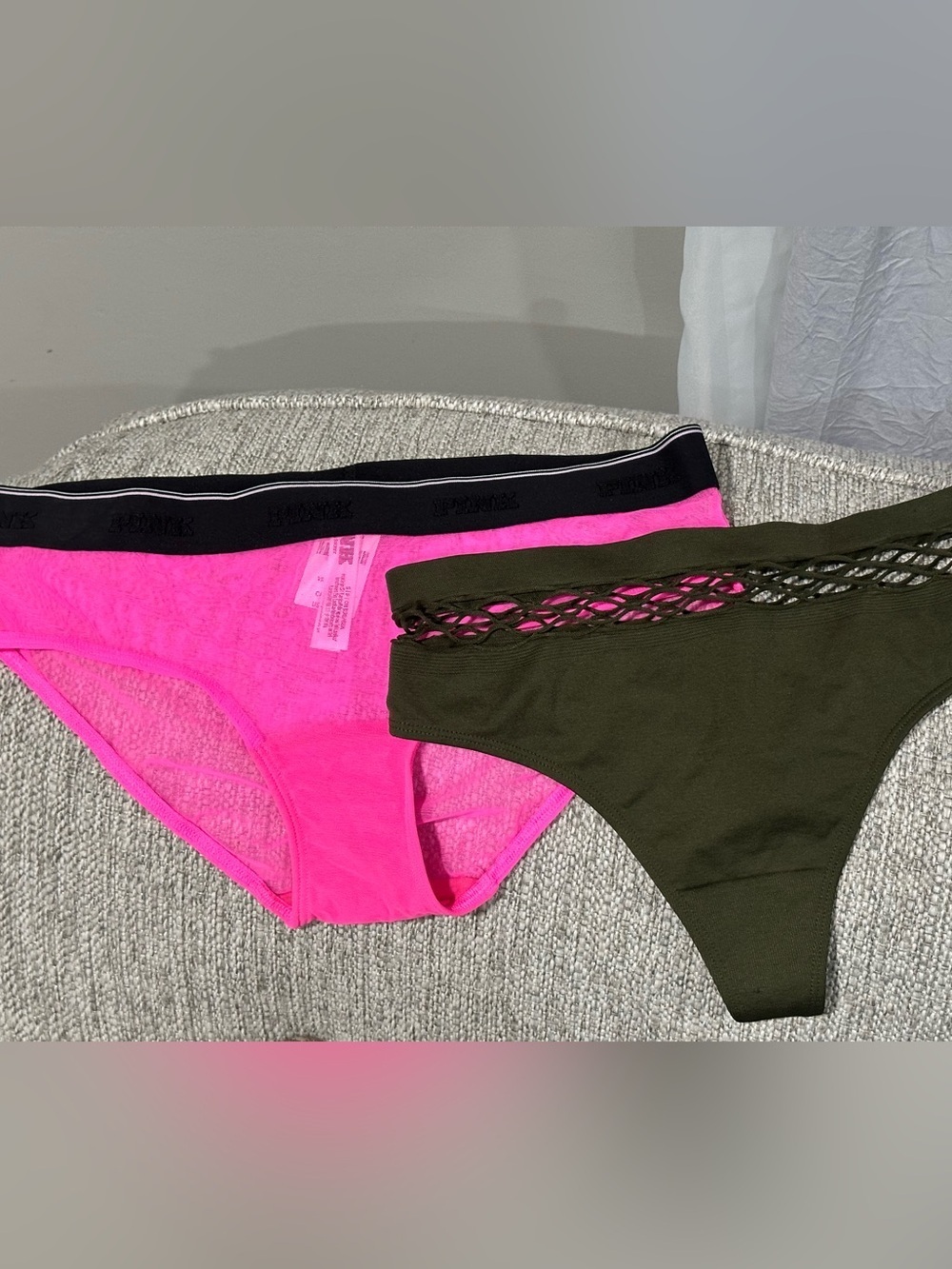 Victoria's Secret Neon Pink & Olive Green Bikini Briefs